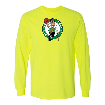 Men's Boston Celtics Logo Gildan Heavy Cotton Long Sleeve T-Shirt
