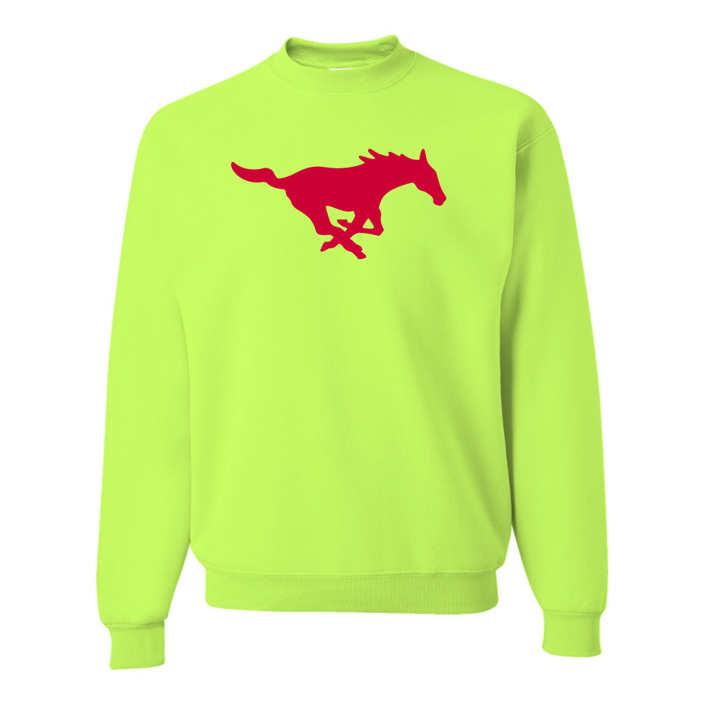 Men's SMU Mustangs Logo  JERZEES NuBlend Crewneck Sweatshirt