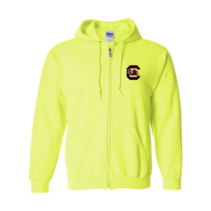 Men's South Carolina Gamecocks Logo Gildan  Heavy Blend Full Zip Hooded Sweatshirt