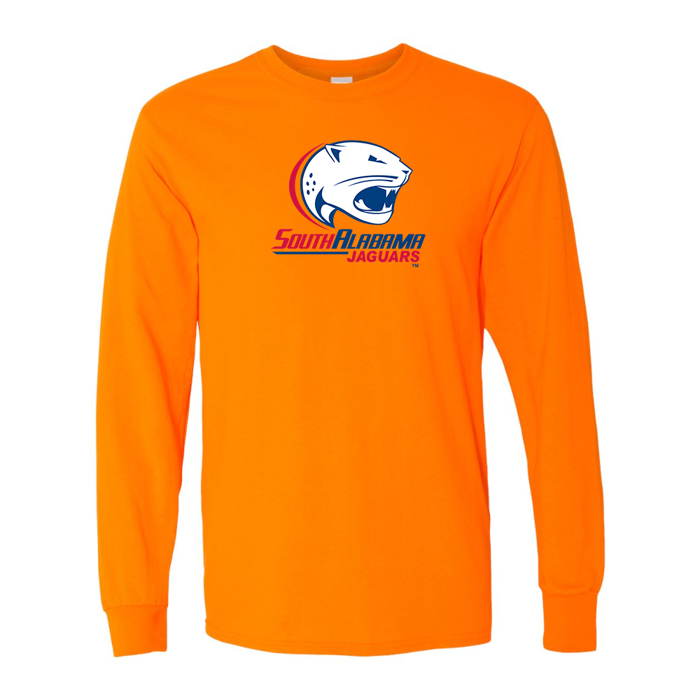 Men's South Alabama Jaguars Logo Gildan Heavy Cotton Long Sleeve T-Shirt