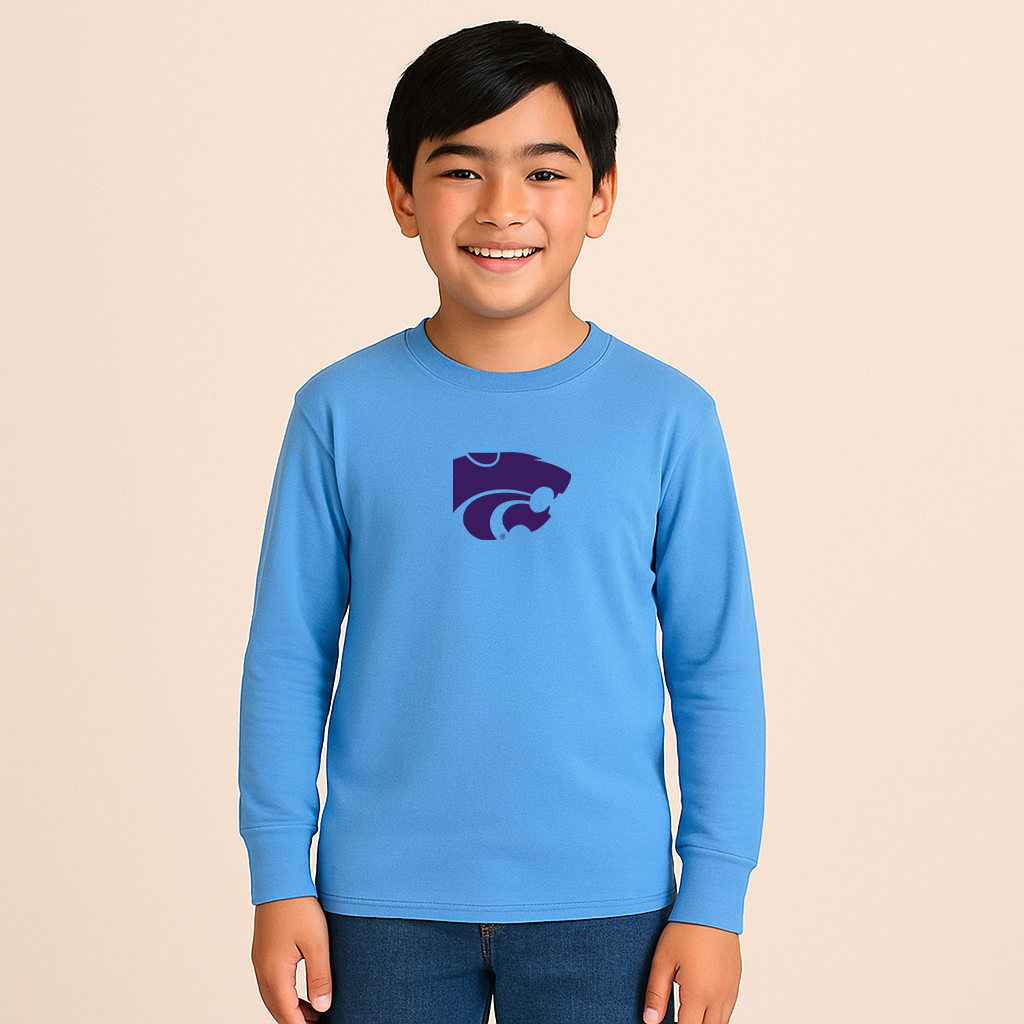 Youth Kansas State Wildcats Logo Cotton Long Sleeve T-Shirt