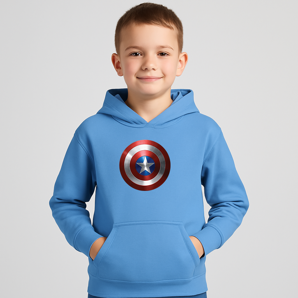 Youth Kids Captain America Superhero Pullover Hoodie