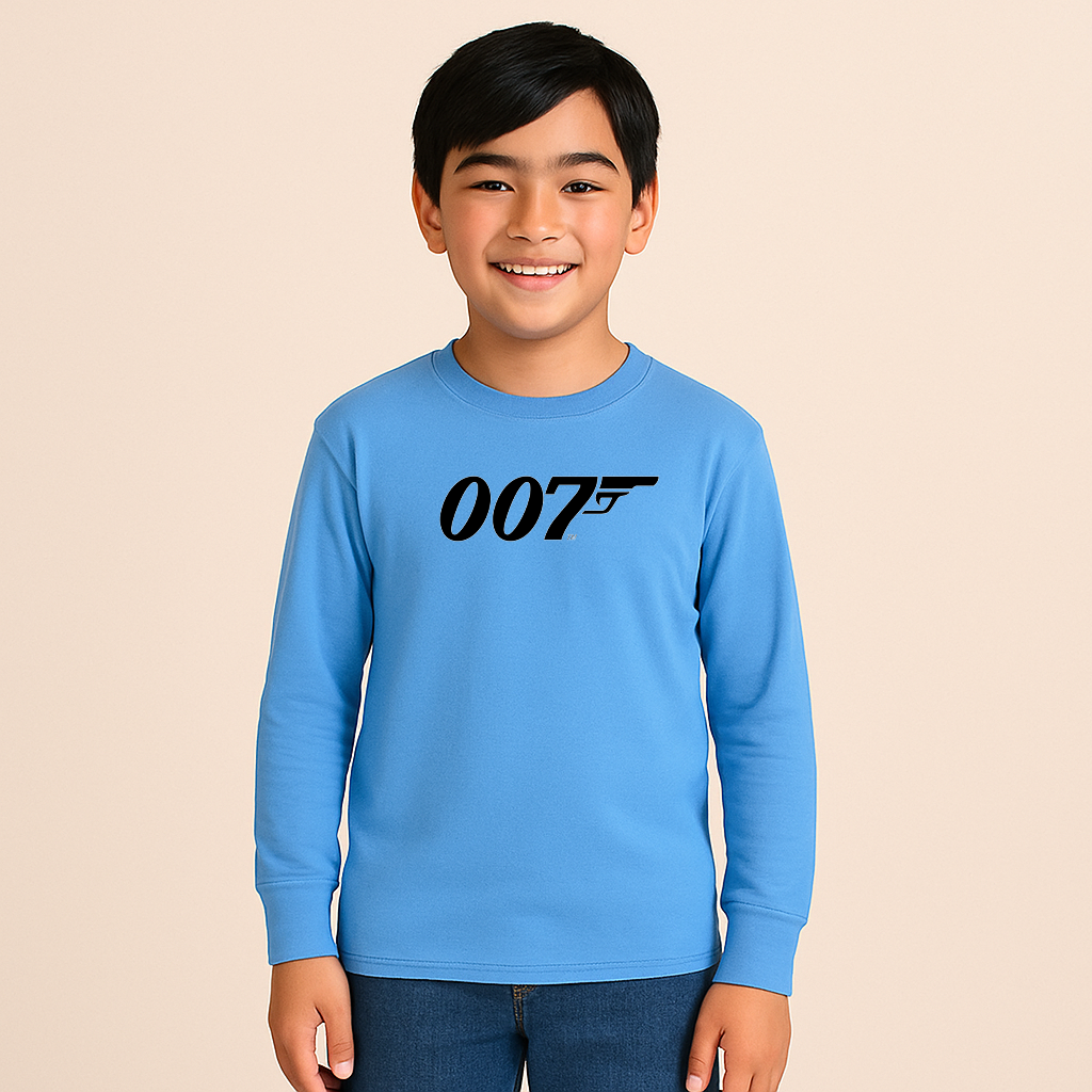 Youth Kids 007 James Bond Movie Long Sleeve T-Shirt