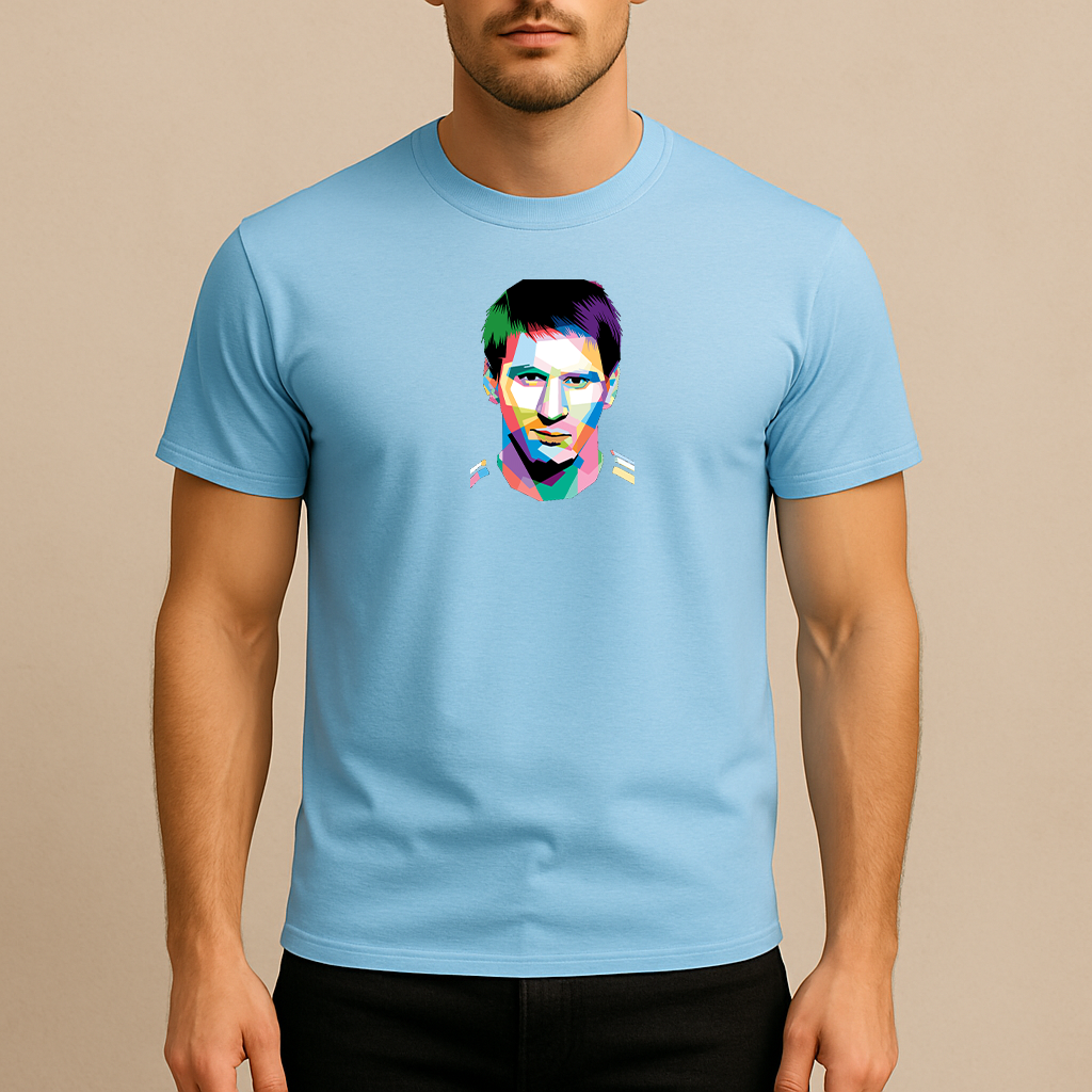Men's Lionel Messi Face Art Sports Cotton T-Shirt