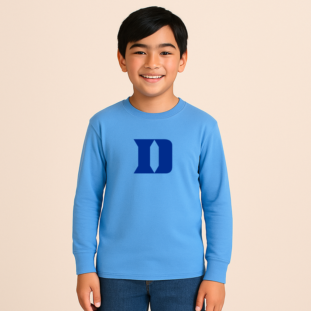 Youth Duke Blue Devils Logo Cotton Long Sleeve T-Shirt