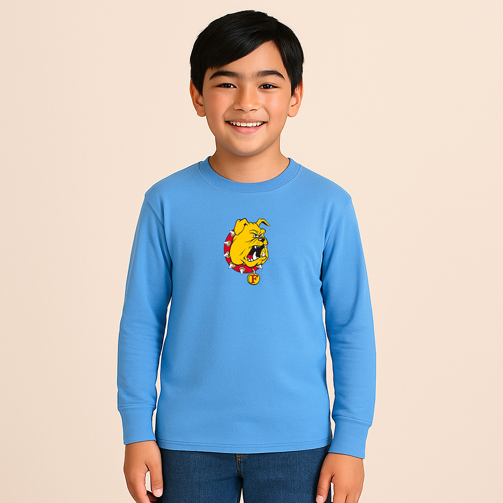 Youth Ferris State Bulldogs Logo Cotton Long Sleeve T-Shirt