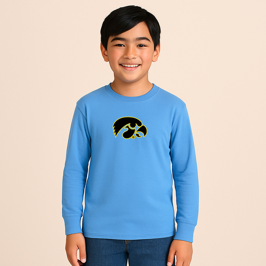 Youth Iowa Hawkeyes Logo Cotton Long Sleeve T-Shirt