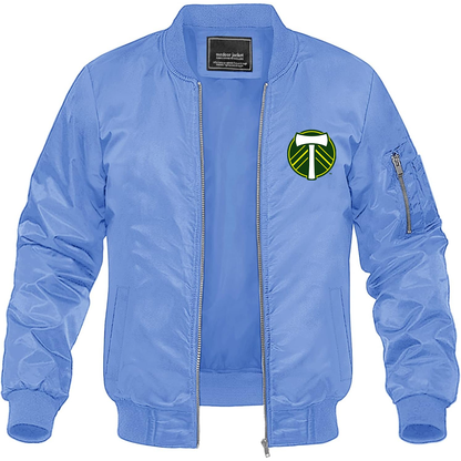 Men's Portland Timbers FC Lightweight Bomber Jacket Windbreaker Softshell Varsity Jacket Coat