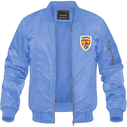 Men's Romania National Soccer Team Lightweight Bomber Jacket Windbreaker Softshell Varsity Jacket Coat