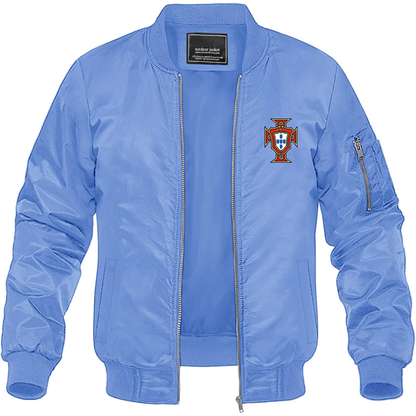 Men's Portugal National Soccer Team Lightweight Bomber Jacket Windbreaker Softshell Varsity Jacket Coat