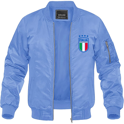 Men's Italy National Soccer Lightweight Bomber Jacket Windbreaker Softshell Varsity Jacket Coat