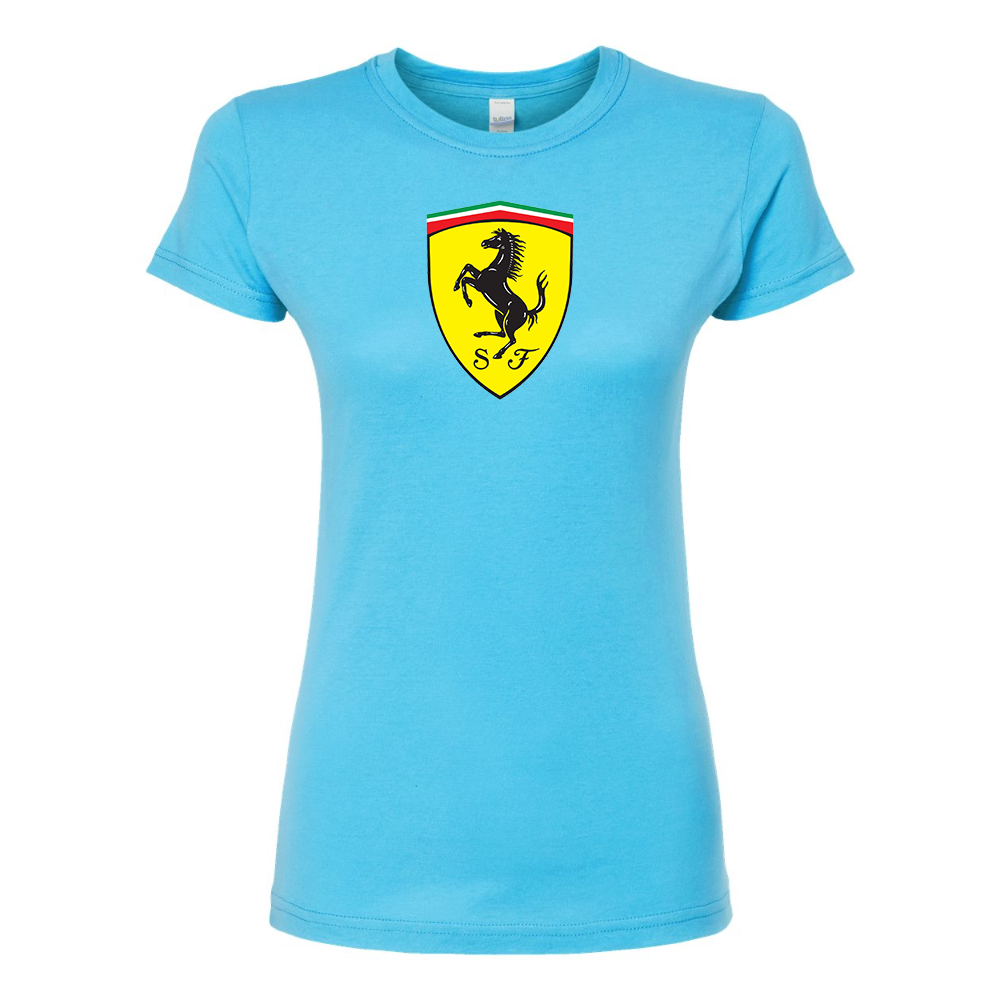 Women’s Ferrari Motorsport Car Round Neck T-Shirt