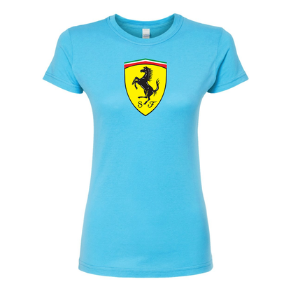 Women’s Ferrari Motorsport Car Round Neck T-Shirt