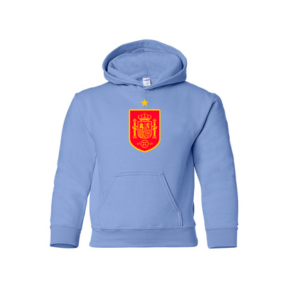 Youth Kids Spain Red Logo National Soccer Team Pullover Hoodie