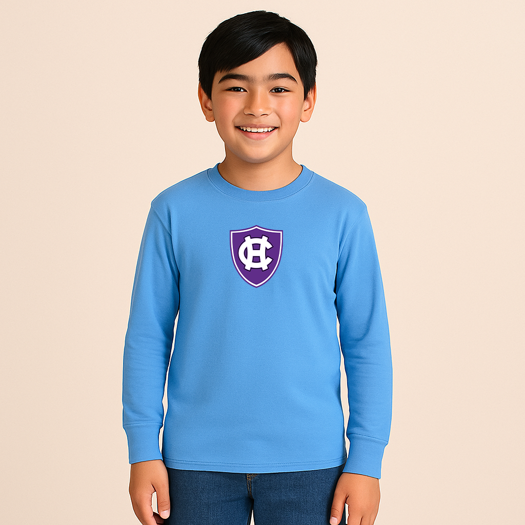 Youth Holy Cross Crusaders Logo Cotton Long Sleeve T-Shirt
