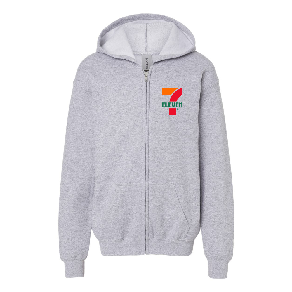 Gildan Heavy Blend Youth 7 Eleven Logo Full Zip Hooded Sweatshirt