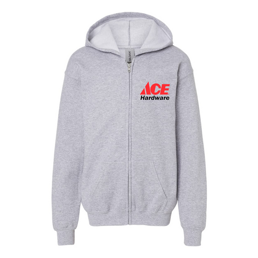 Gildan Heavy Blend Youth ACE Hardware Logo Full Zip Hooded Sweatshirt