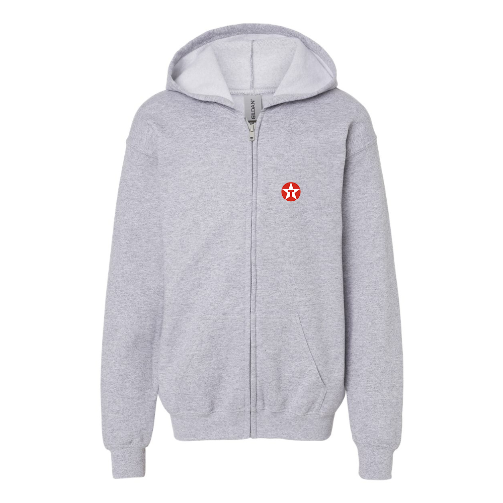 Gildan Heavy Blend Youth Texaco Logo Full Zip Hooded Sweatshirt