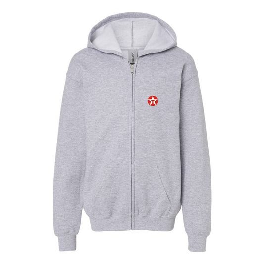 Gildan Heavy Blend Youth Texaco Logo Full Zip Hooded Sweatshirt
