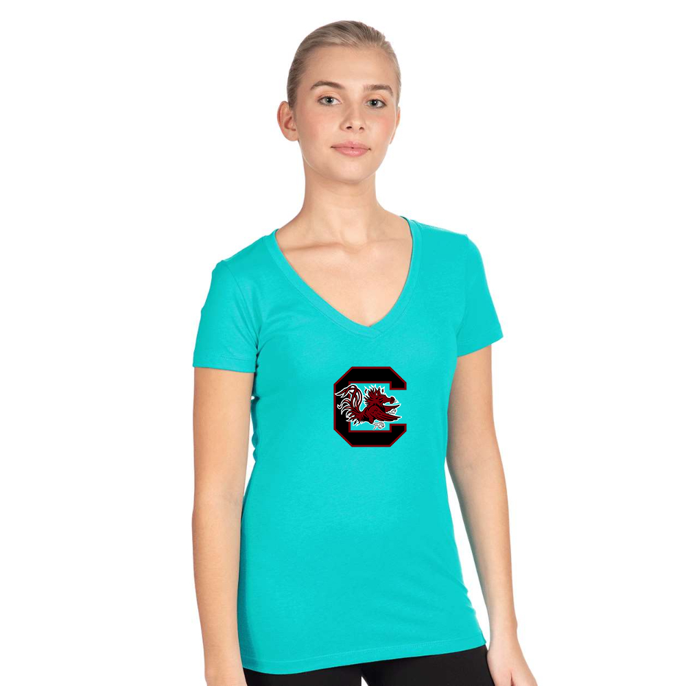 Women's South Carolina Gamecocks Logo  Next Level V-Neck T-Shirt