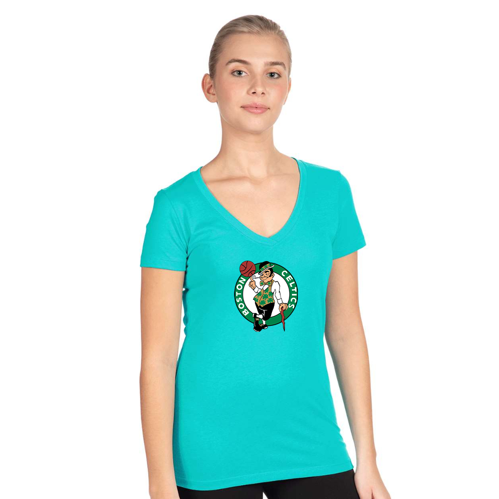 Women's Boston Celtics Logo Next Level V-Neck T-Shirt