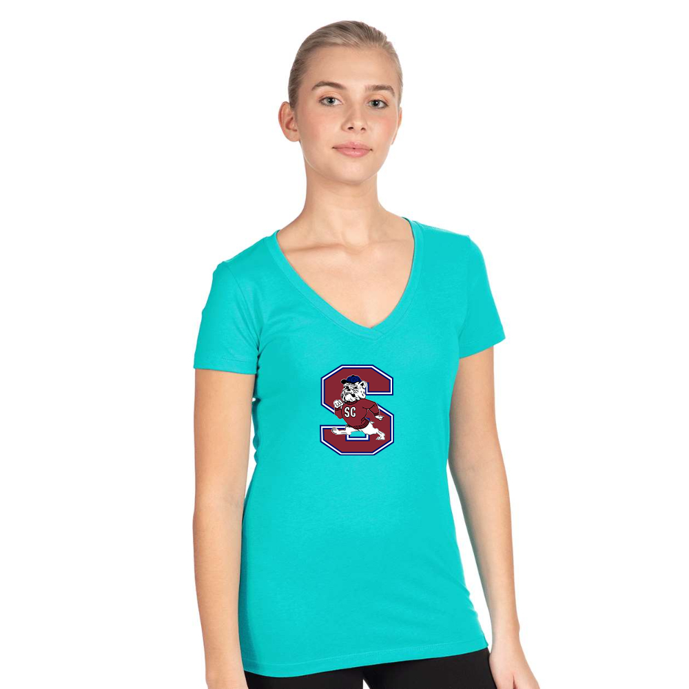 Women's South Carolina State Bulldogs Logo Next Level V-Neck T-Shirt