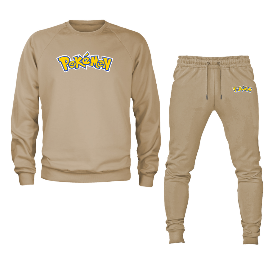 Men's Pokemon Cartoon Crewneck Sweatshirt Joggers Suit