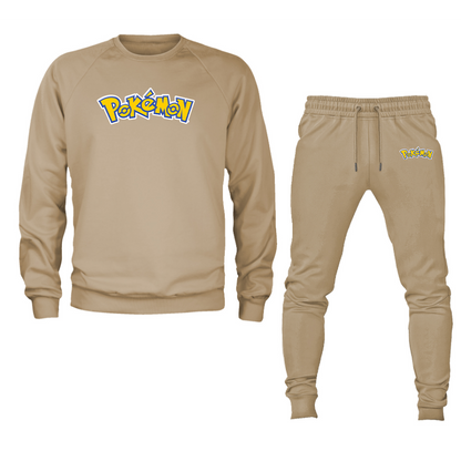 Men's Pokemon Cartoon Crewneck Sweatshirt Joggers Suit