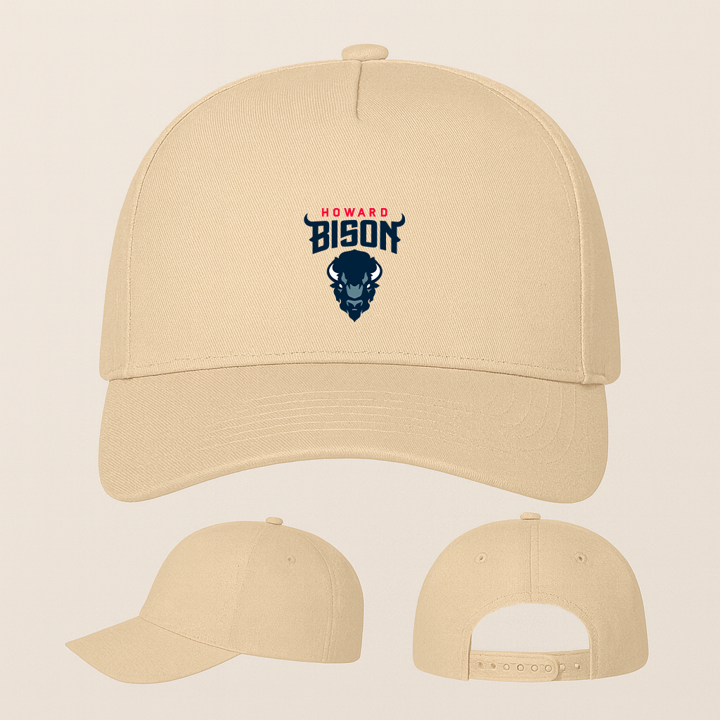 Howard Bison Logo Five Panel Twill Snapback Cap