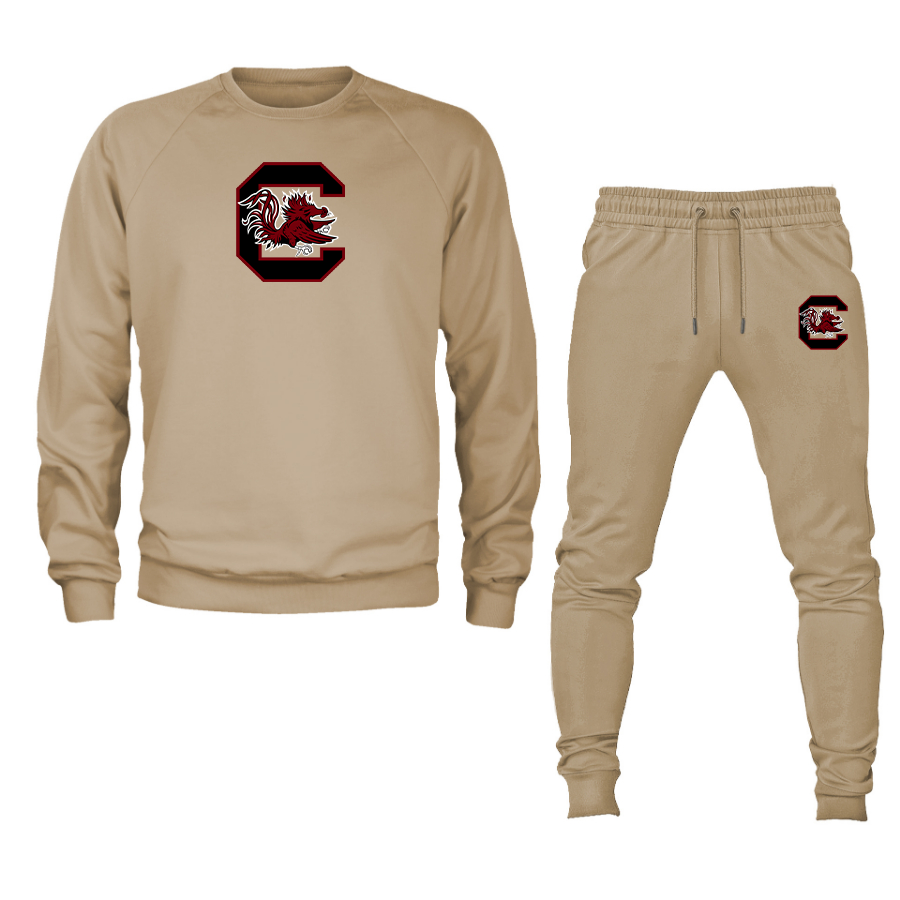 Men's South Carolina Gamecocks Logo Crewneck Sweatshirt Joggers Suit