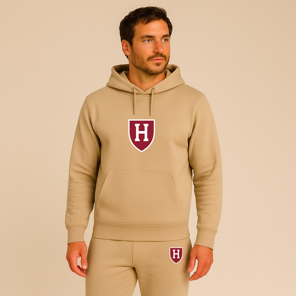 Men's Harvard Crimson Logo Hoodie Joggers Set