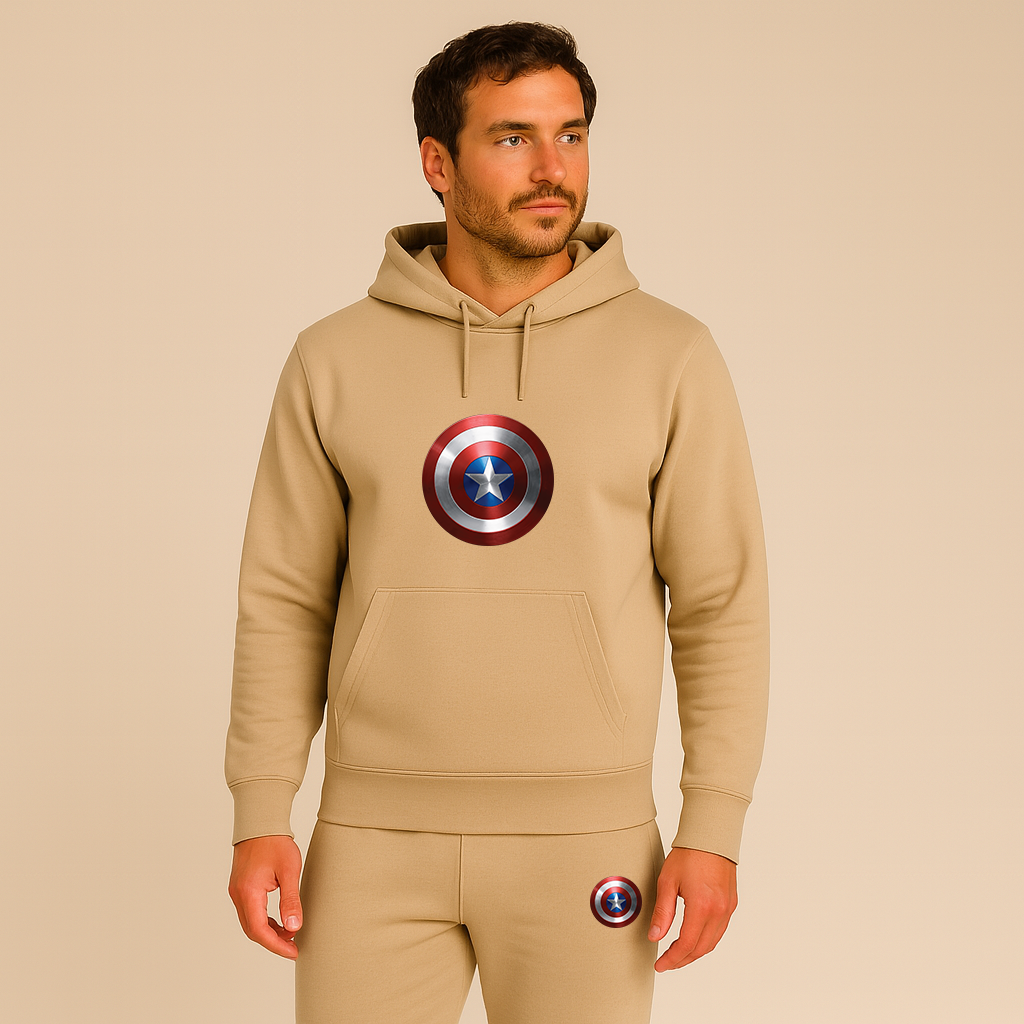 Men's Captain America Superhero Logo Hoodie Joggers Set