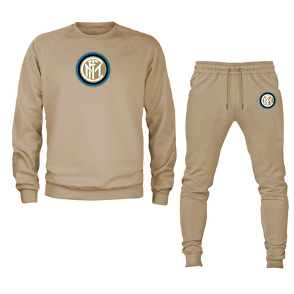 Men's Inter Milan Soccer Logo Crewneck Sweatshirt Joggers Suit