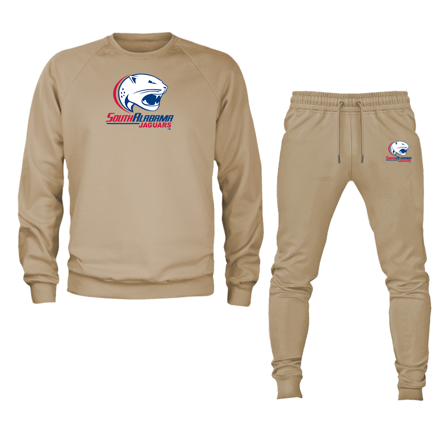Men's South Alabama Jaguars Logo Crewneck Sweatshirt Joggers Suit