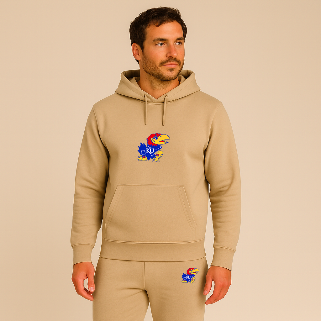 Men's Kansas Jayhawks Logo Hoodie Joggers Set