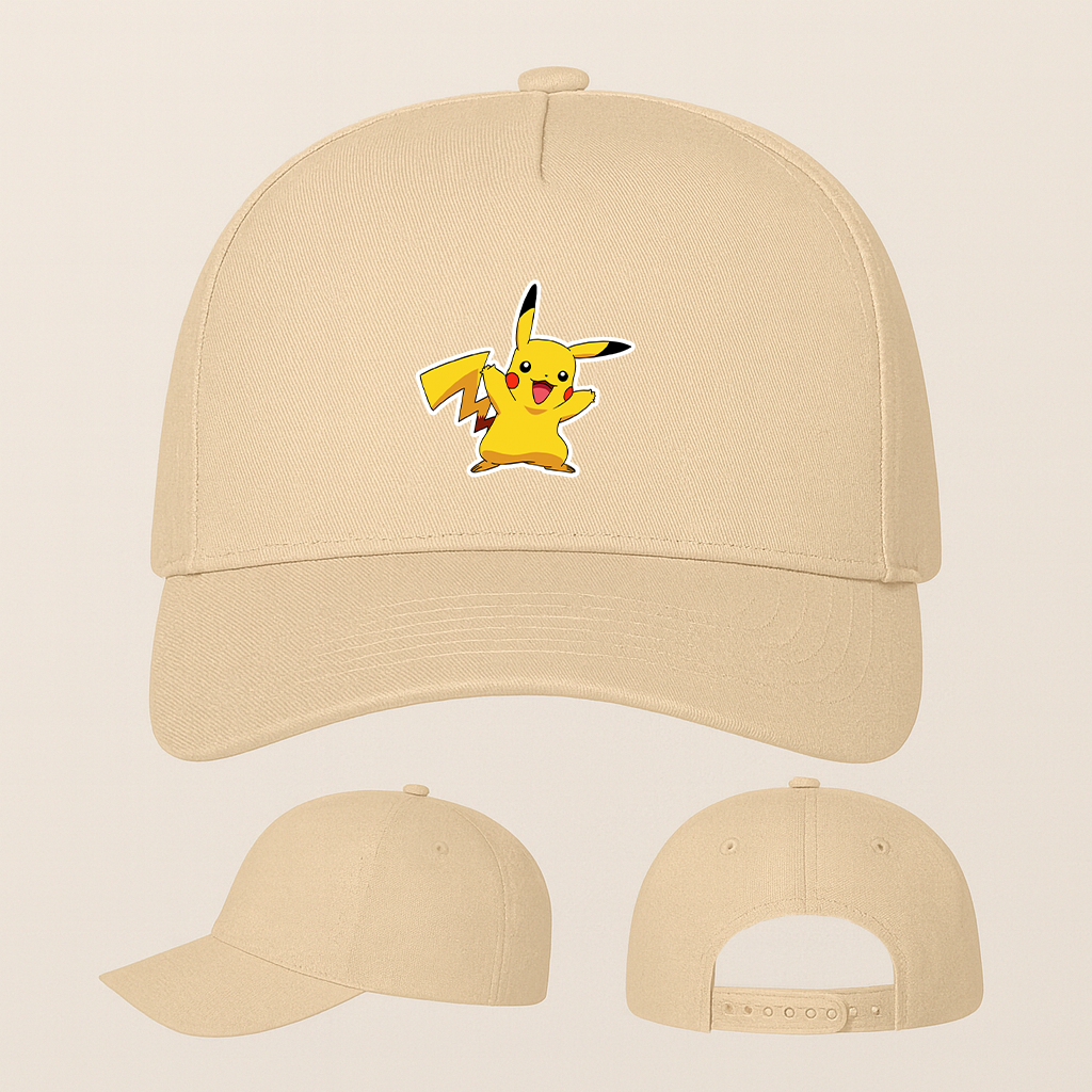 Pikachu Cartoon Five Panel Twill Snapback Cap