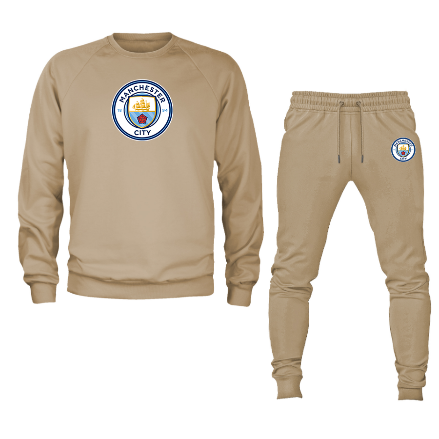 Men's Manchester City  Soccer Logo Crewneck Sweatshirt Joggers Suit