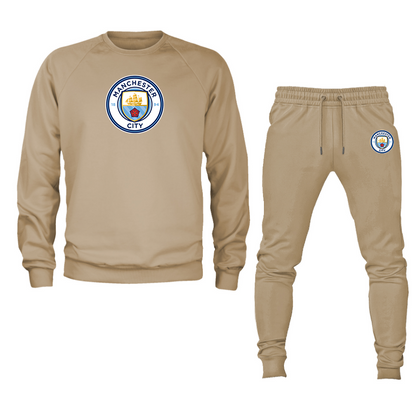 Men's Manchester City  Soccer Logo Crewneck Sweatshirt Joggers Suit