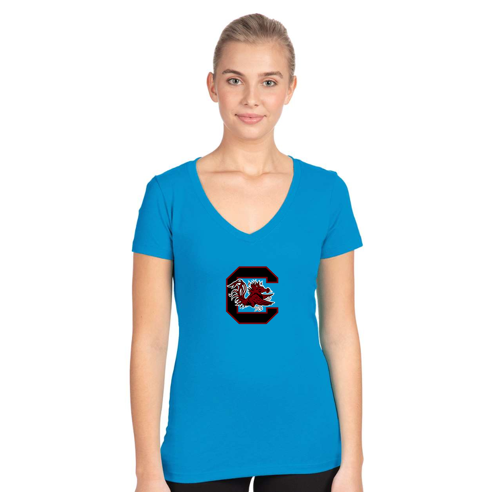 Women's South Carolina Gamecocks Logo  Next Level V-Neck T-Shirt