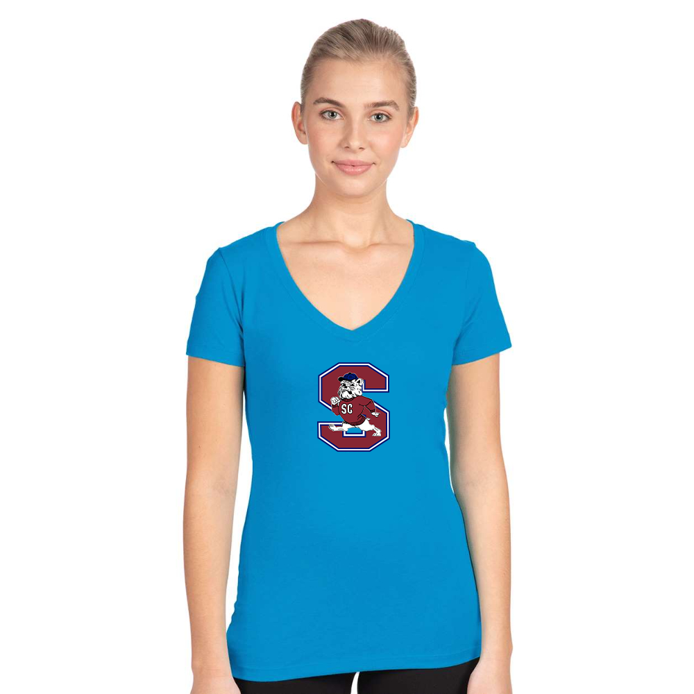 Women's South Carolina State Bulldogs Logo Next Level V-Neck T-Shirt
