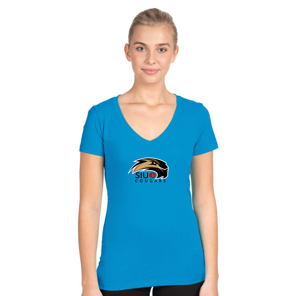 Women's SIU Edwardsville Cougars Logo Next Level V-Neck T-Shirt