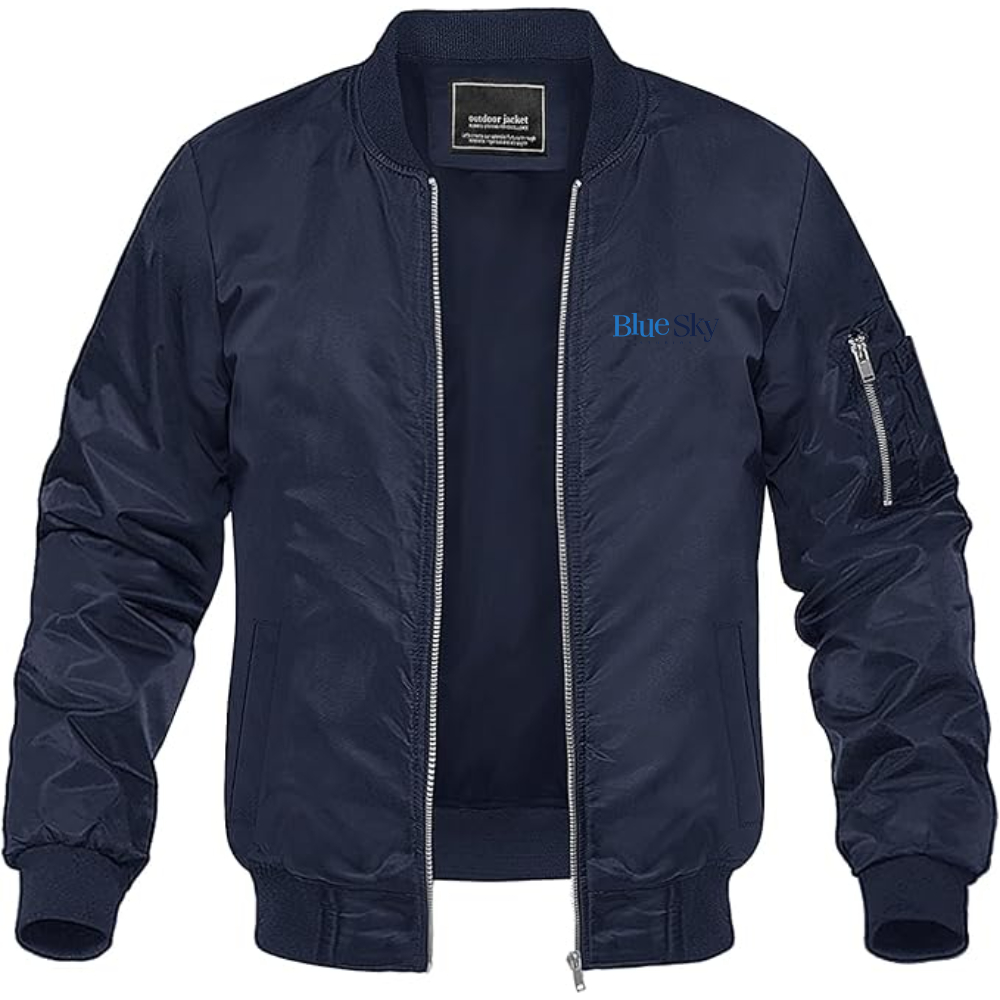 Men's Blue Sky Studios Logo Lightweight Bomber Jacket Windbreaker Softshell Varsity Jacket Coat