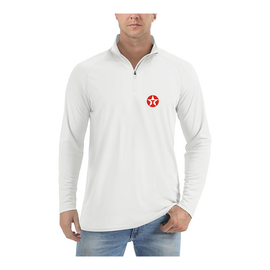 Men's Texaco Logo  Lightweight Quarter-Zip Athletic Shirt Long Sleeve Performance Wear