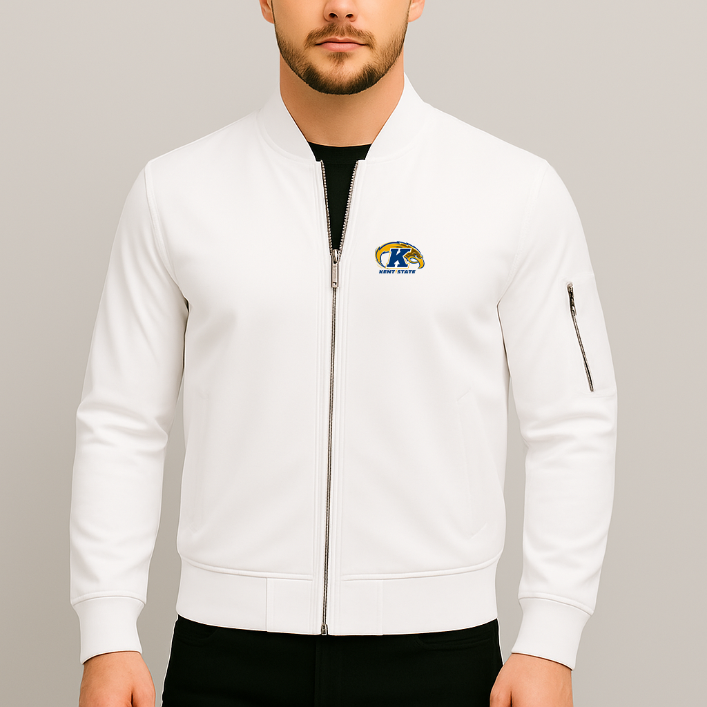 Men's Kent State Golden Flashes Logo Lightweight Bomber Jacket Windbreaker Softshell Varsity Jacket Coat