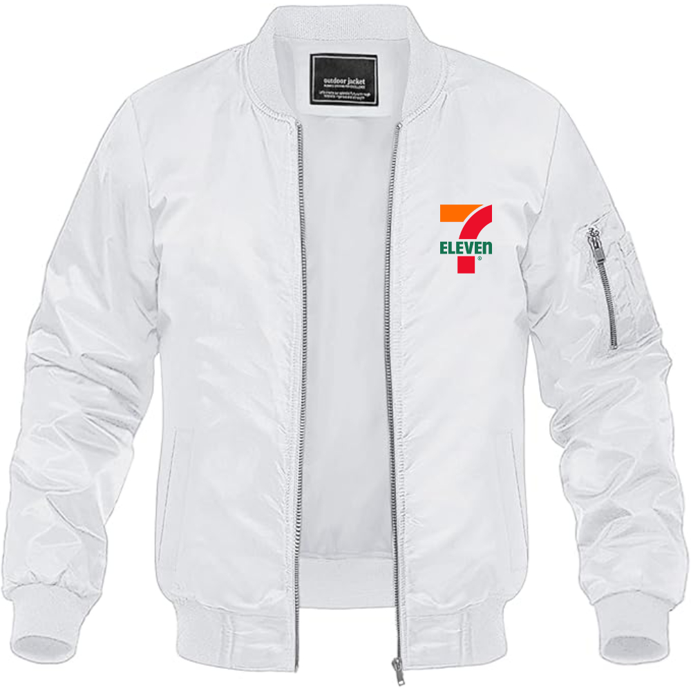 Men's 7 Eleven Logo Lightweight Bomber Jacket Windbreaker Softshell Varsity Jacket Coat