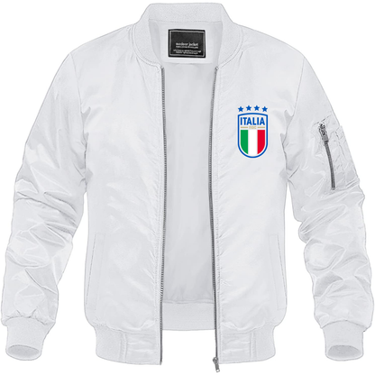 Men's Italy National Soccer Lightweight Bomber Jacket Windbreaker Softshell Varsity Jacket Coat