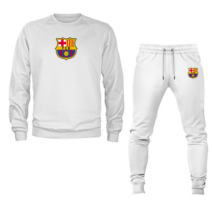 Men's F.C. Barcelona Soccer Logo Crewneck Sweatshirt Joggers Suit
