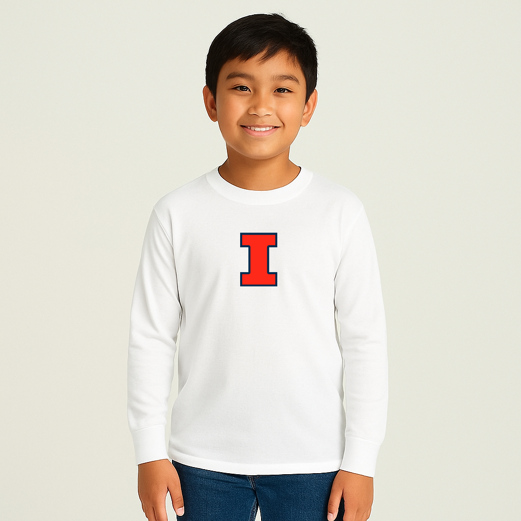 Youth Illinois Fighting Illini Logo Cotton Long Sleeve T-Shirt