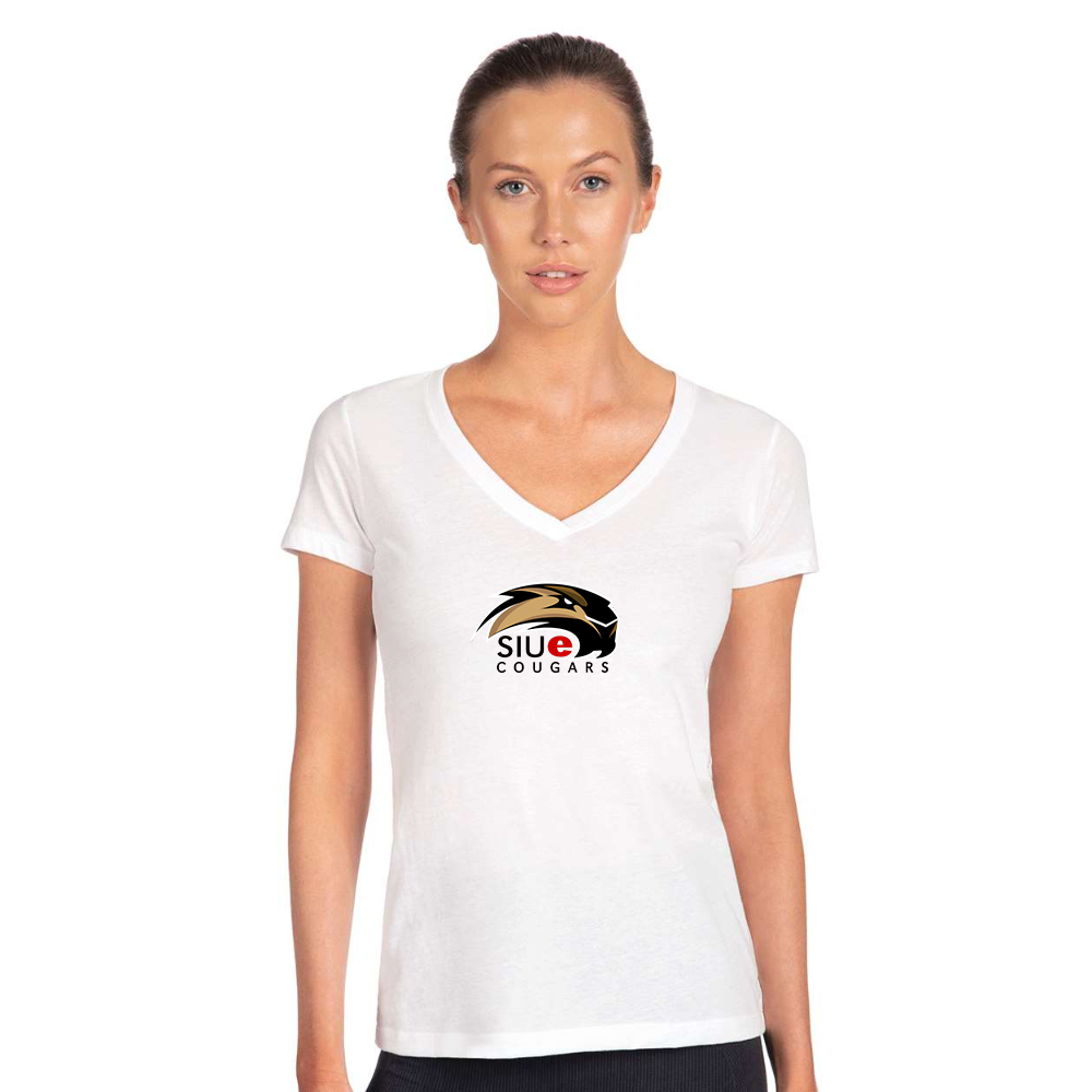 Women's SIU Edwardsville Cougars Logo Next Level V-Neck T-Shirt