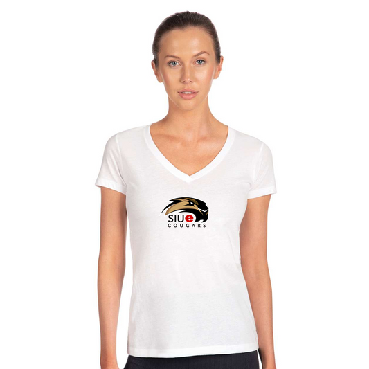 Women's SIU Edwardsville Cougars Logo Next Level V-Neck T-Shirt